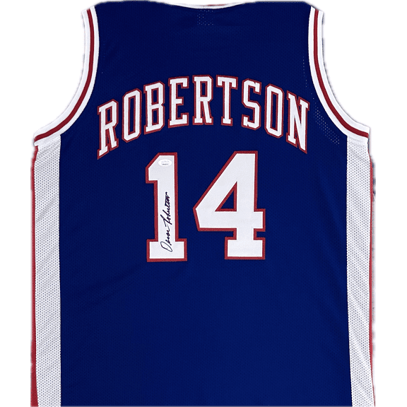 Oscar Robertson Signed Autographed Custom Blue Jersey JSA Authentication