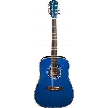 Oscar Schmidt 0.75 in. Dreadnought Acoustic Guitar, Transparent Blue