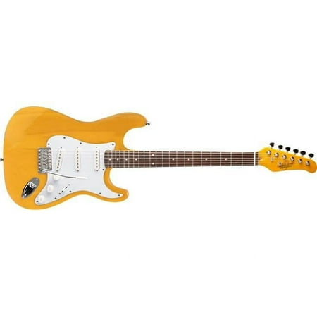 Oscar Schmidt 6 String Double Cutaway SSS Electric Guitar, Natural