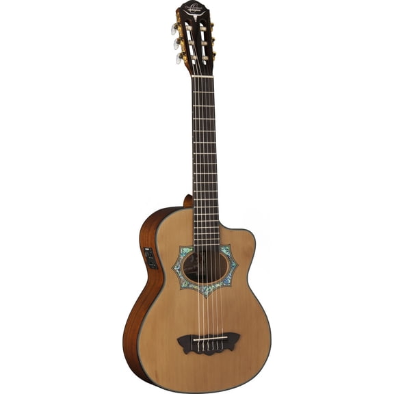 Oscar Schmidt Acoustic/Electric Requinto Guitar with Gig bag, Cedar Top, OH30SCE