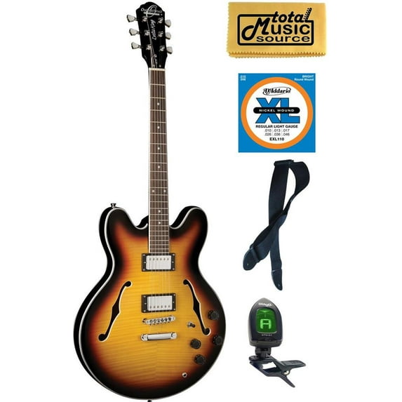 Oscar Schmidt Delta Blues Semi Hollow Guitar, Sunburst, OE30TS KIT