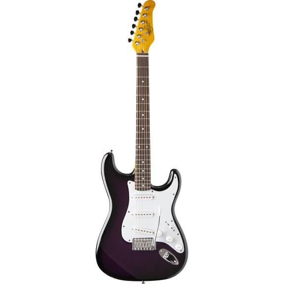Oscar Schmidt Double Cutaway SSS Electric Guitar. Purple Sunburst