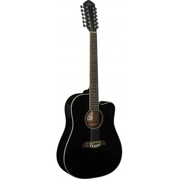 Oscar Schmidt Dreadnought Electric & Acoustic Guitar, Black with Met-A07