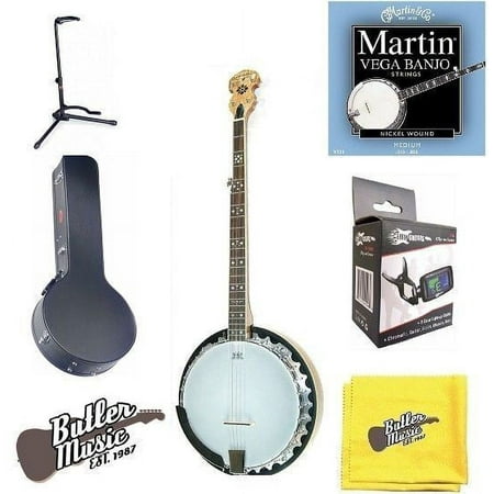 Oscar Schmidt OB5SP 5 string resonator Banjo with Hard Case and More Bundle
