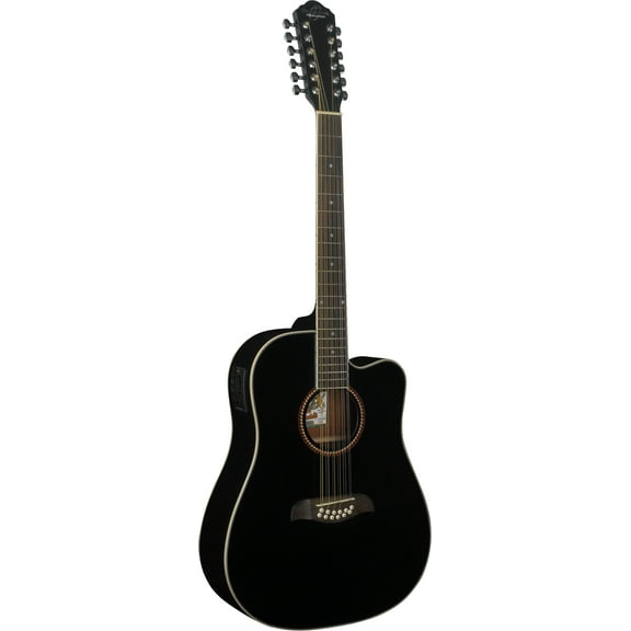 Oscar Schmidt OD312CE 12-String Acoustic Electric Guitar, Black