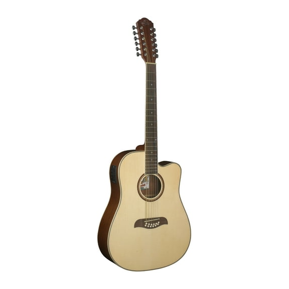 Oscar Schmidt OD312CE-A Dreadnought 12 String Cutaway Acoustic Electric Guitar. Natural Spruce