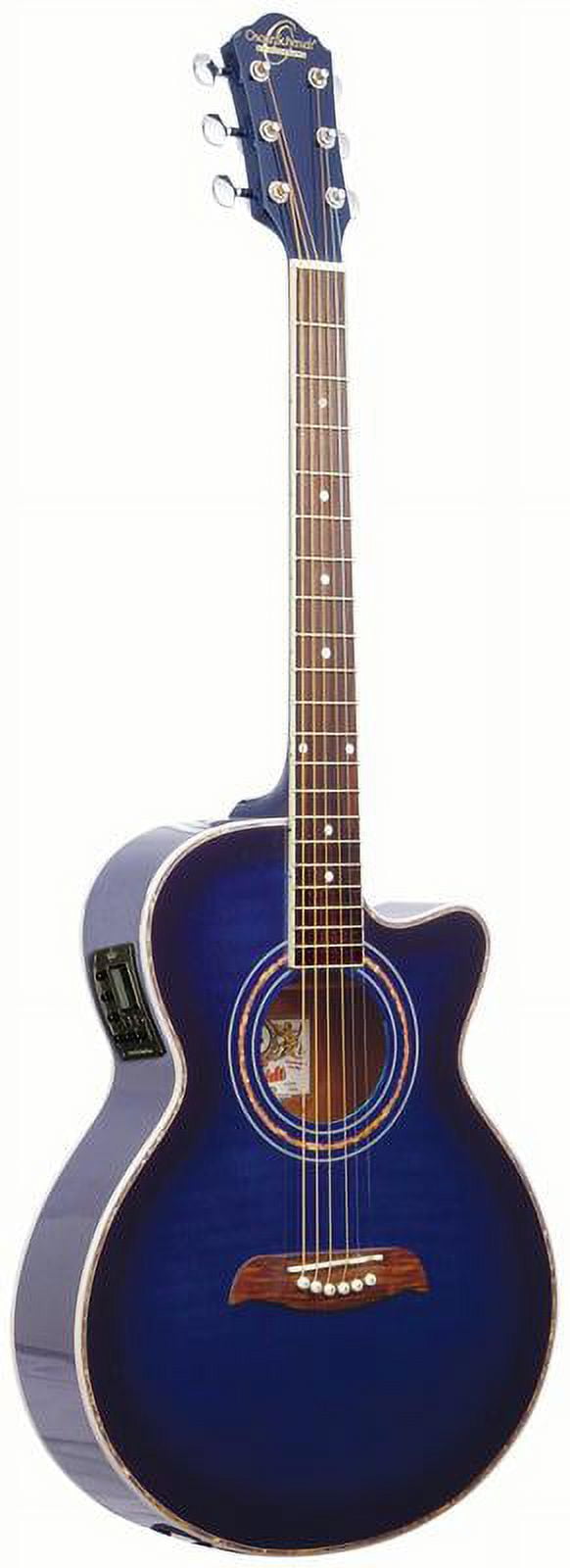 Oscar Schmidt OG10CE Cutaway Acoustic-Electric Guitar. Flame Trans Blue