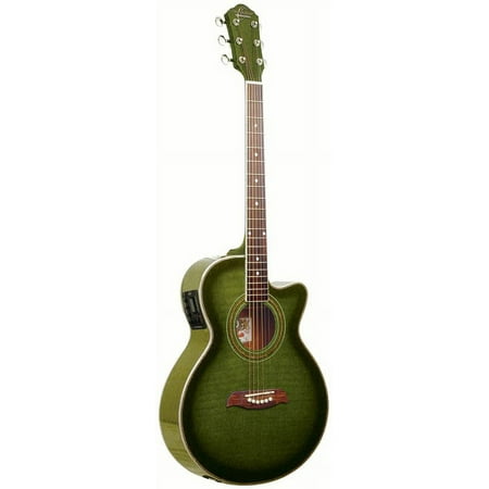 Oscar Schmidt OG10CE Cutaway Acoustic-Electric Guitar, Flame Trans Green