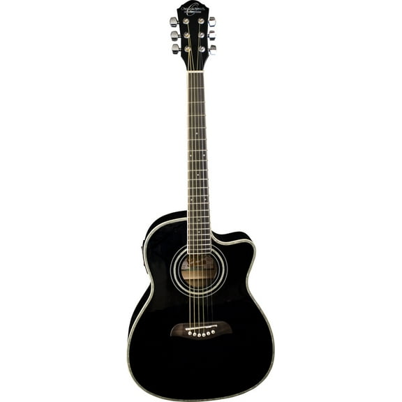 Oscar Schmidt OG1CEB 3/4 Size Acoustic-Electric Guitar, 4 Band EQ Tuner, Black