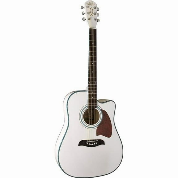Oscar Schmidt OG2CEWH-A-U Dreadnought Acoustic-Electric Guitar, White