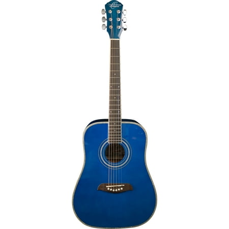Oscar Schmidt OGHS 1/2 Size Dreadnought Acoustic Guitar. Trans Blue