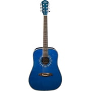 Oscar Schmidt OGHS 1/2 Size Dreadnought Acoustic Guitar. Trans Blue