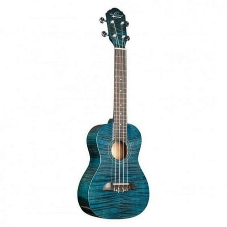 Oscar Schmidt OU2TFTBL-A-U Flame Transparent Blue Tenor Ukulele, Gloss Finish