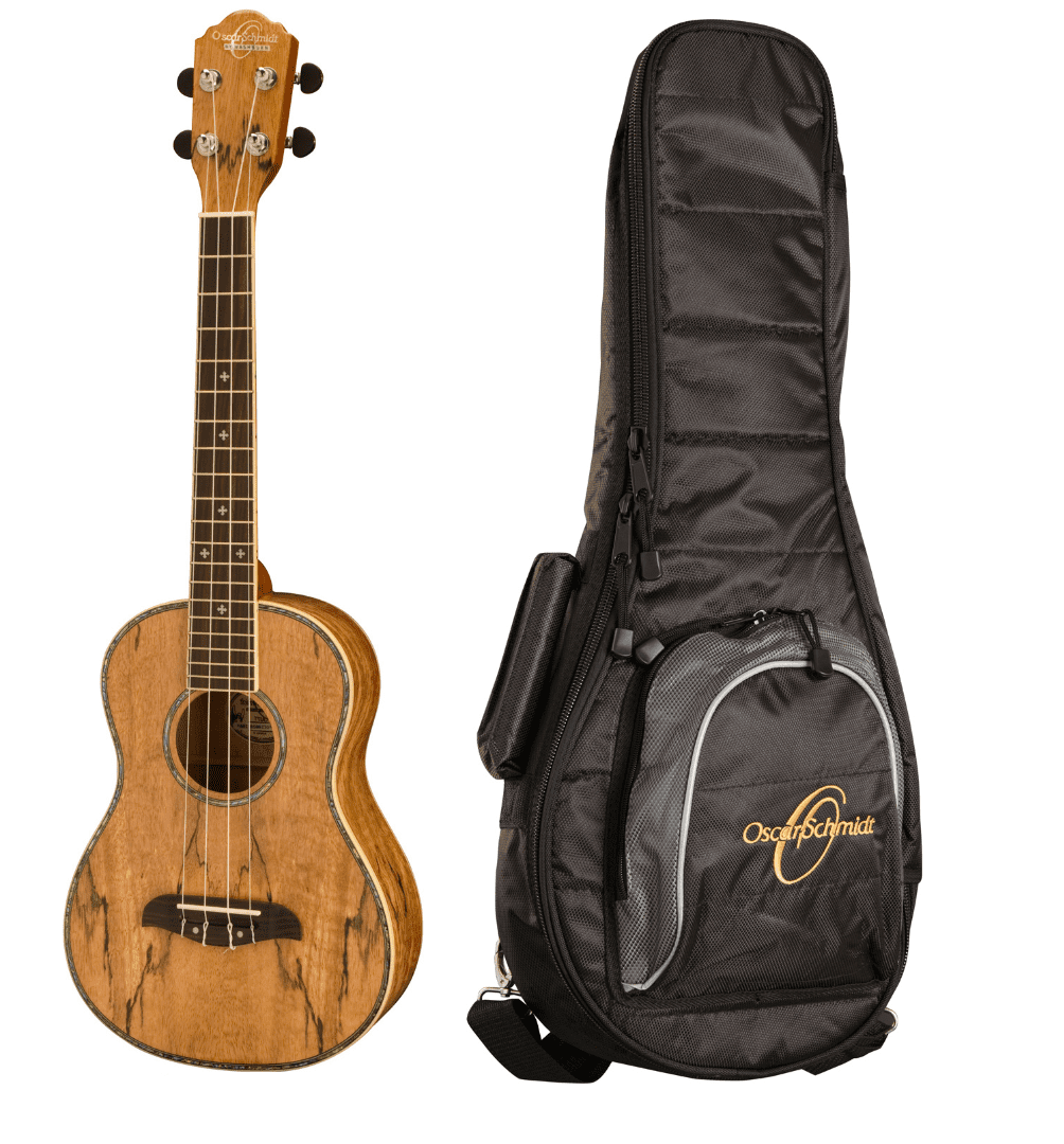 Oscar Schmidt OU7TLHK Left Handed Spalted Mango Tenor Ukulele w/ Deluxe Gig Bag