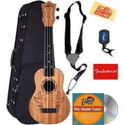 Oscar Schmidt OUN Soprano Ukulele - Dove Bundle with Hard Case, Strap, Tuner, Strings, Online Lessons, Austin Bazaar Instructional DVD, and Polishing Cloth