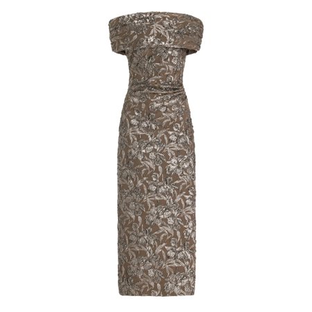 Oscar de la Renta Metallic Jacquard Midi Dress - Runway Catalog