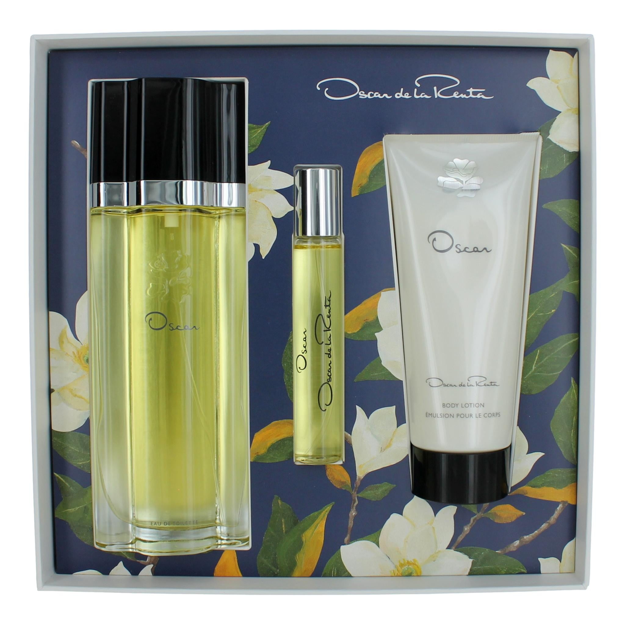 Oscar de la Renta Oscar, Oscar Signature Eau de Toilette 3 Piece Gift Set for Women - Perfume Spray 3.4 Fl. Oz, Travel Spray 0.5 Fl. Oz, and Body Lotion 3.4 Fl. Oz.