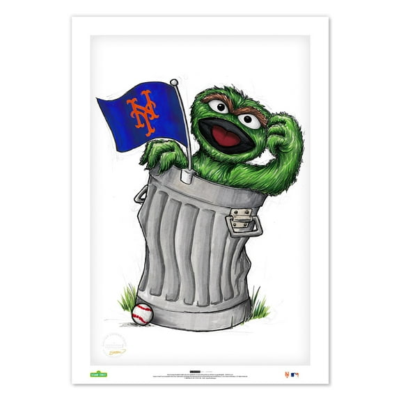 Oscar the Grouch New York Mets 24" x 36" Sesame Street Limited Edition Fine Art Print