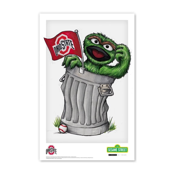 Oscar the Grouch Ohio State Buckeyes 11" x 17" Sesame Street Poster Print