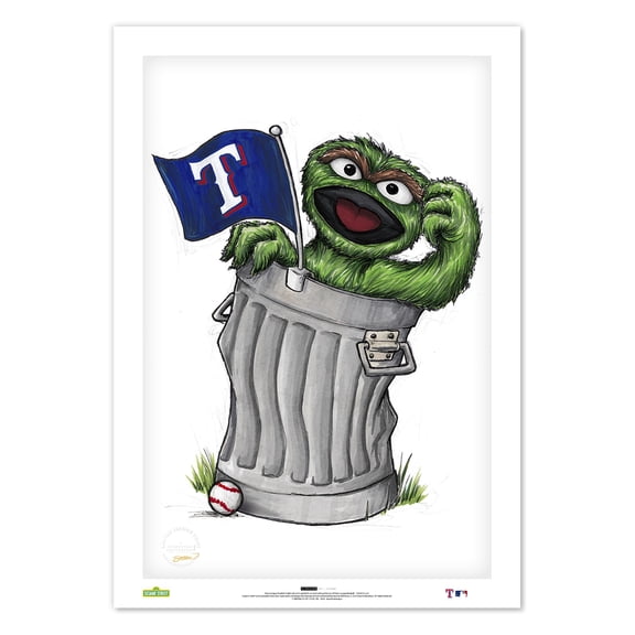 Oscar the Grouch Texas Rangers 14" x 20" Sesame Street Limited Edition Fine Art Print