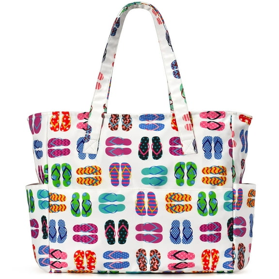 Oscaurt Beach Bags for Women, Beach Tote Bag Waterproof Sandproof Swim Pool Bag Large Capacity Beach Bag with Wet Pocket