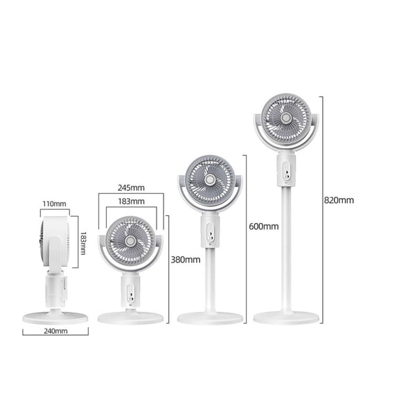 Oscillating Air Circulator Fan USB-Powered, Remote, Desktop & Floor Stand, Adjustable Height, Quiet & Powerful for Home Office A
