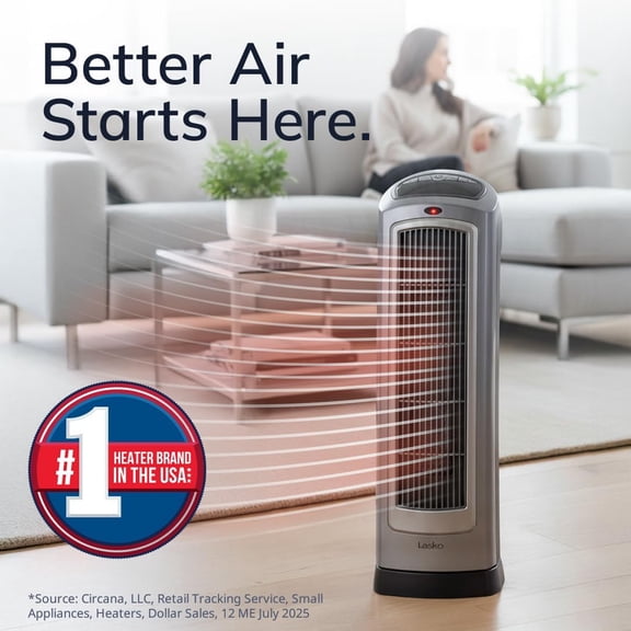 Oscillating Digital Ceramic Tower  for Home with Adjustable Thermostat, Timer and Remote Control, 23 Inches, 1500W, Silver, 755320