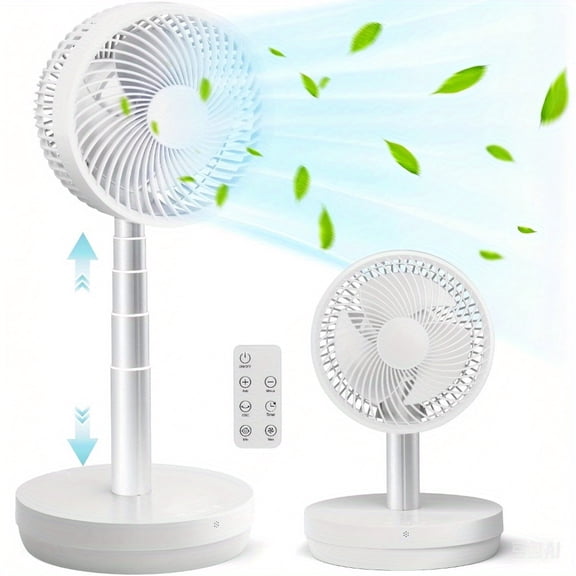 Oscillating Fan Portable Foldable Pedestal Fan - Rechargeable Battery Standing Table Fan with 10 Speeds with Remote Control for Camping Travel Outdoor Home Office