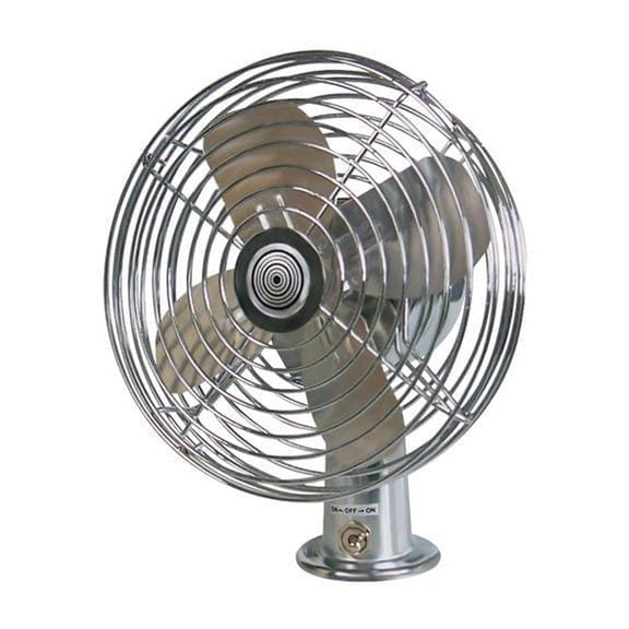 6" Chrome Metal Oscillating Fan 12 Volt Swivel Base w/ 60 Motor Leads Off/Low/High 3 Position Switch Replace 1299008, ABPN83309015, 756360C, 4140-01-199-4589, 562.MF612HD, 783-966-C, IH783966C
