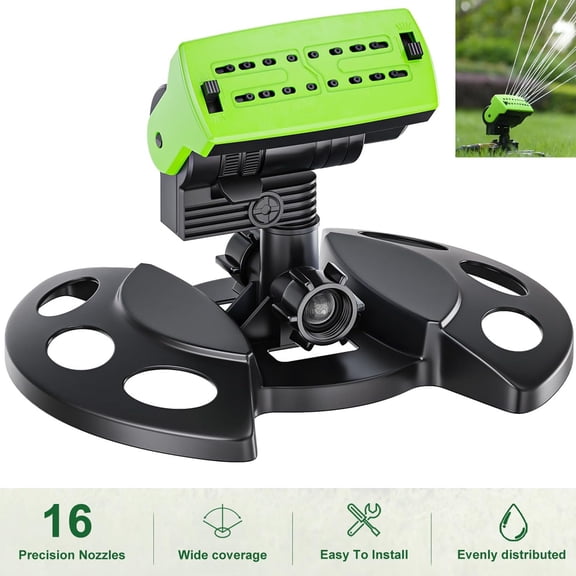 Oscillating Lawn Sprinkler, Adjustable Garden Water Sprinkler for Yard, 3-Way Adjustable Spray Width, Range & Flow Rate, Automatic Swing, Fits 3/4 Inch Standard Garden Hoses