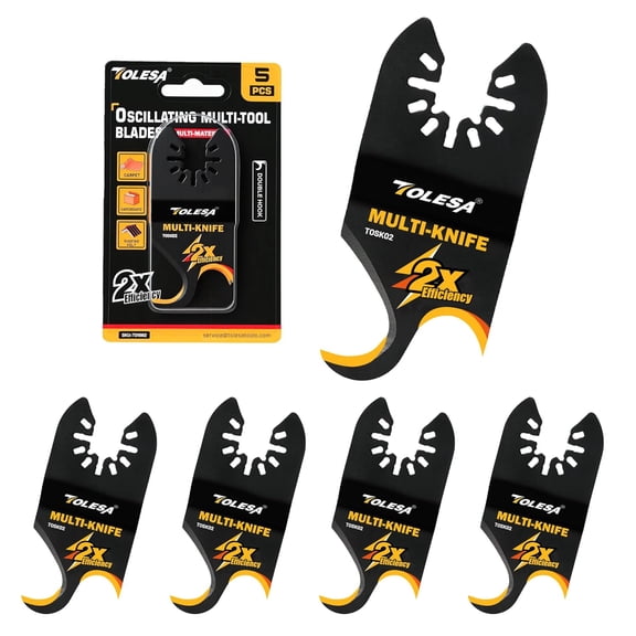 Oscillating Multi Tool Hook Knife Blade(Pro), 5 PCS Power Tool Saw Blades for Cutting Soft Materials Roofing Shingles, PVC Floor Carpet, Cardboard