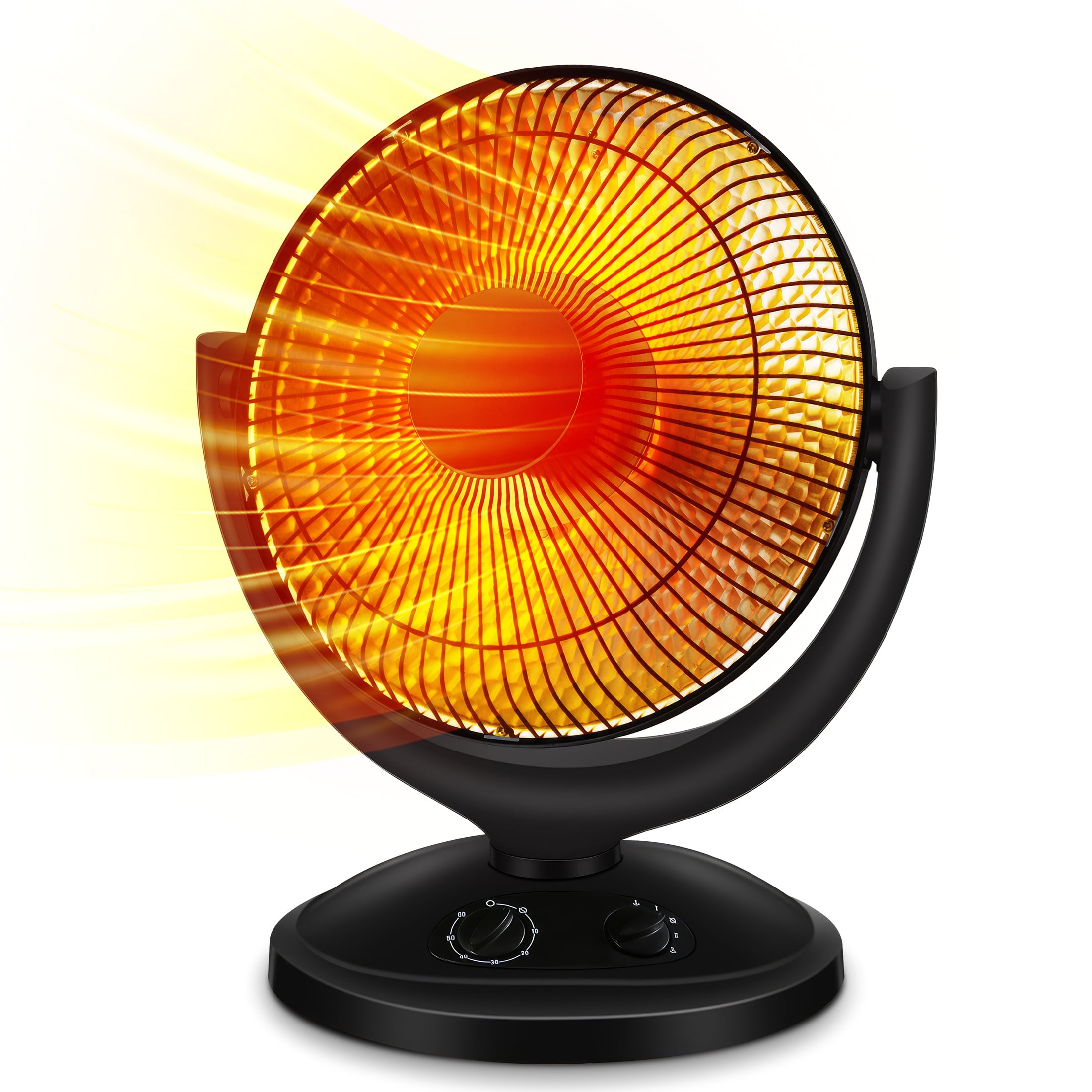 Oscillating Parabolic Space Heater with Timer, 14.57Inch Disc Diameter, Radiant Dish Heater