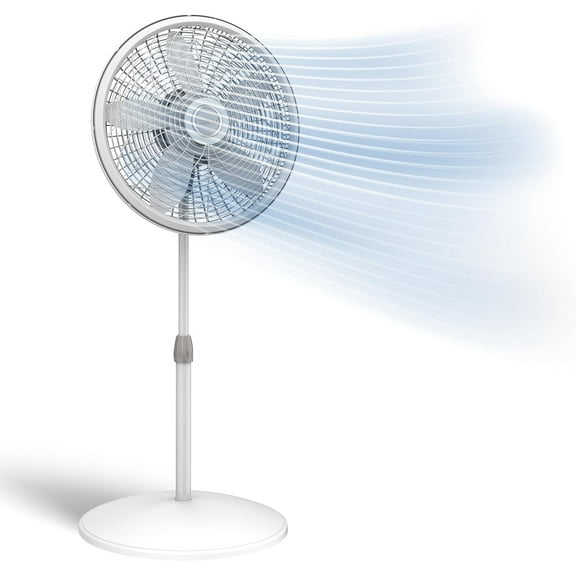 Oscillating Pedestal Fan - Fan with Adjustable Height and 3 Cooling Speeds, Portable, 18", White, 1820