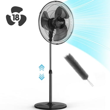 Qunler 18" Oscillating Standing Pedestal Fan, 3-Speed Adjustable Height & Tilt Quiet Electric Stand up Fan for Office Bedroom Home, Black
