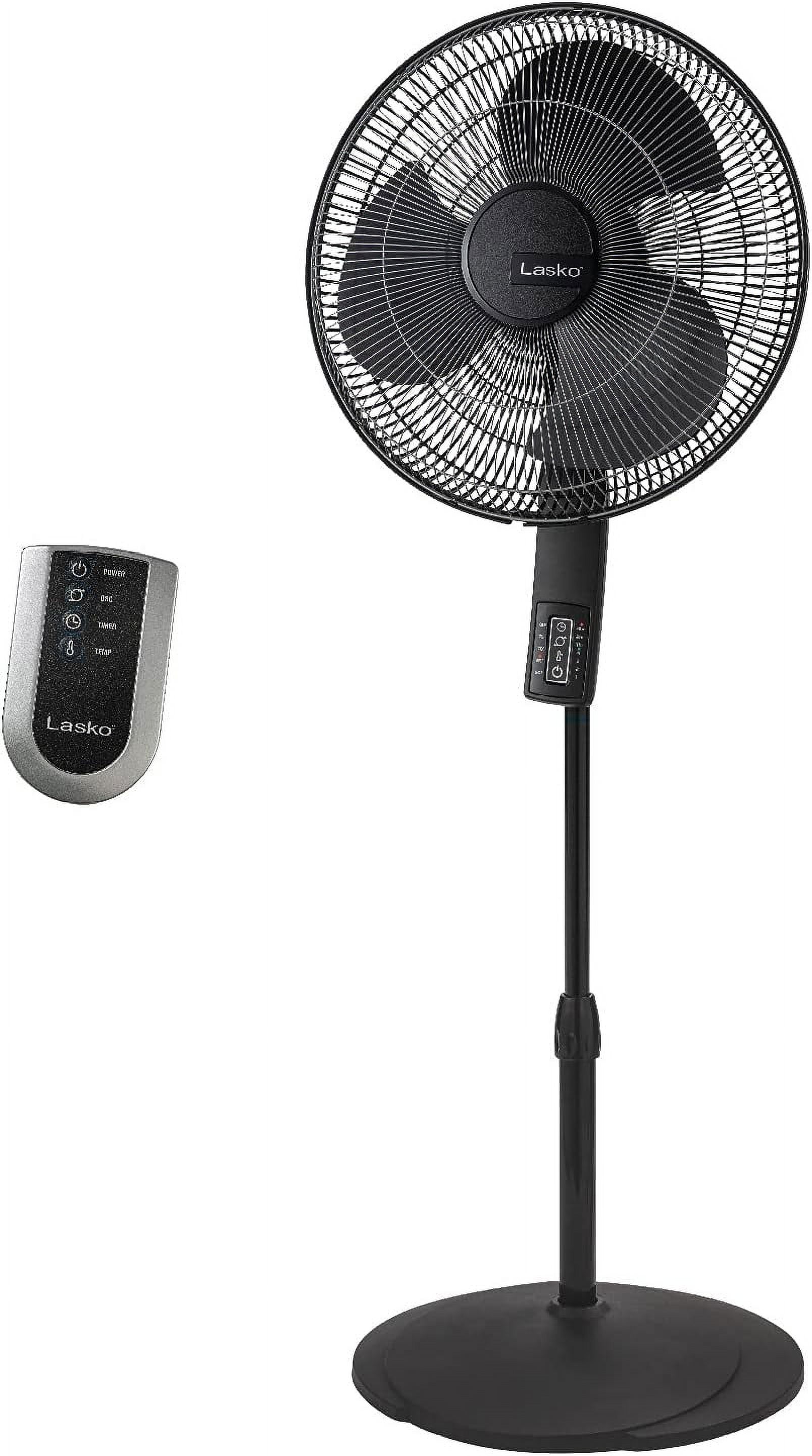 Black Adjustable Height Oscillating Pedestal Fan with Remote Control