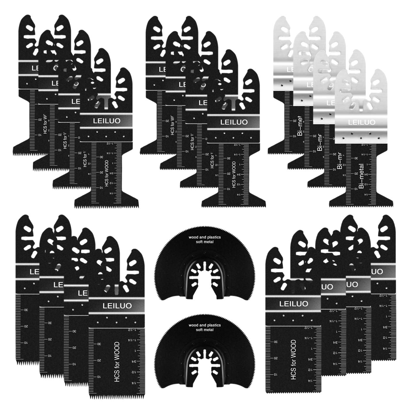 20-Piece Oscillating Saw Blades Set – Multi-Tool Blades For Wood, Drywall, Plastics | Fits DeWalt, Milwaukee, Black+Decker & More