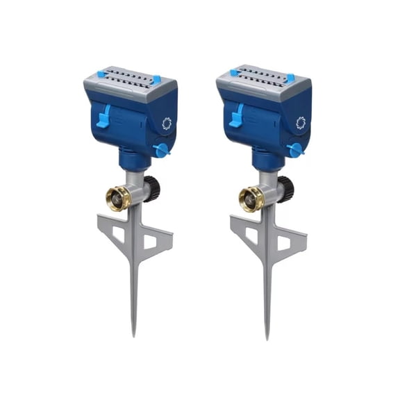 Oscillating Sprinkler With Metal Step Spike And Quick Connect Adapter Set  Control Watering Range Width Flow Rate Covers Up To 4 069 Sq.ft. Aquavive Sr16 [2-pack]