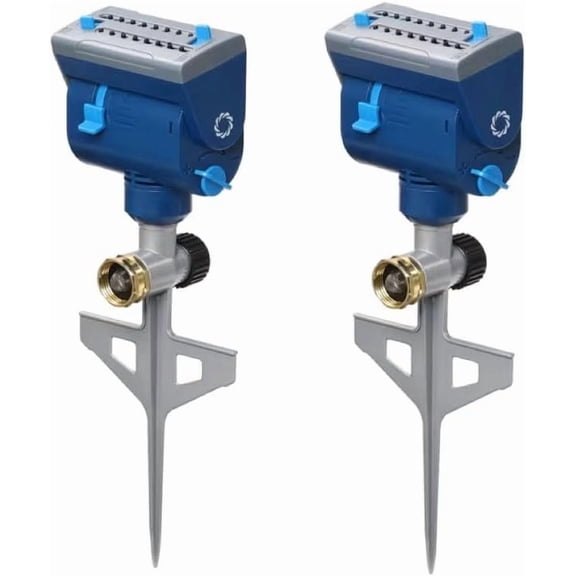 Oscillating Sprinkler with Metal Step Spike and Quick Connect Adapter Set, Adjustable Range and Flow, Covers up to 4069 Sq Ft, 2-Pack