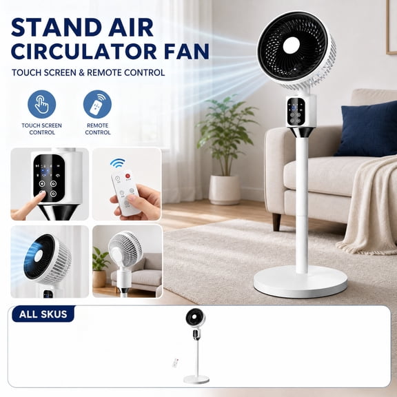 Oscillating Standing Fan Remote 3 Adjustable Height Air Circulator Pedestal Fan for Home Bedroom Office 39 Inch White Adjustable Tilt