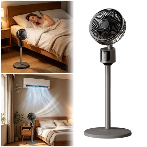 Oscillating Standing Fan Whole Room Air Circulator Quiet Motor Ventilation Device Remote Control Wind Equipment Multi Speed Adjustable Cooler Bedroom Daily Air Conditioning Supply ,Grey - A