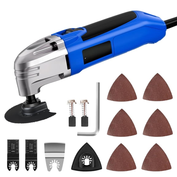 Oscillating Tool  22000 Opm Electric Multi With 3oscillation Angle Cutting Sanding Grinding Scraping 11 Accessories & Universal Interface-blue