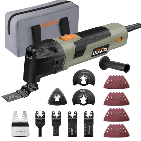 Oscillating Tool 300W, 6 Variable Speeds 22000 OPM Electric Corded Multi-tool with 3.5Oscillation Angle, Quick Change Blade System,30pcs Accessories for Cutting, Sanding, Grinding, Scraping