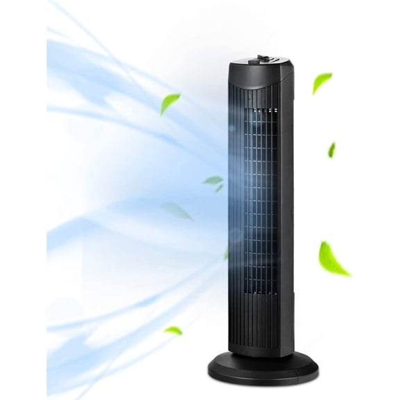 Oscillating Tower Fan, Portable Electric Stand Up Fan with 3 Wind Speed, Quiet Cooling Fan for Indoor Living Room, Bedroom, Office (Black)