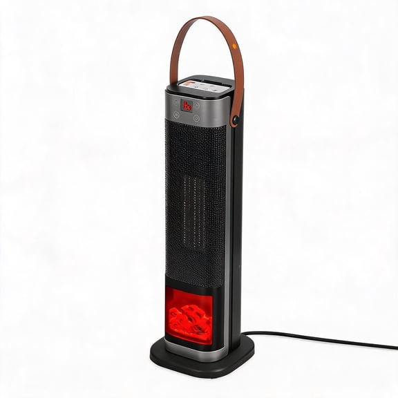 Oscillating Tower Space Heater,with 3D Flame, 90Wide-Angle 323 Sq.Ft Heater with 1 Precision Thermostat & Remote, Overheat/Tip-Over Protection Portable Heater for Home Bedroom Office