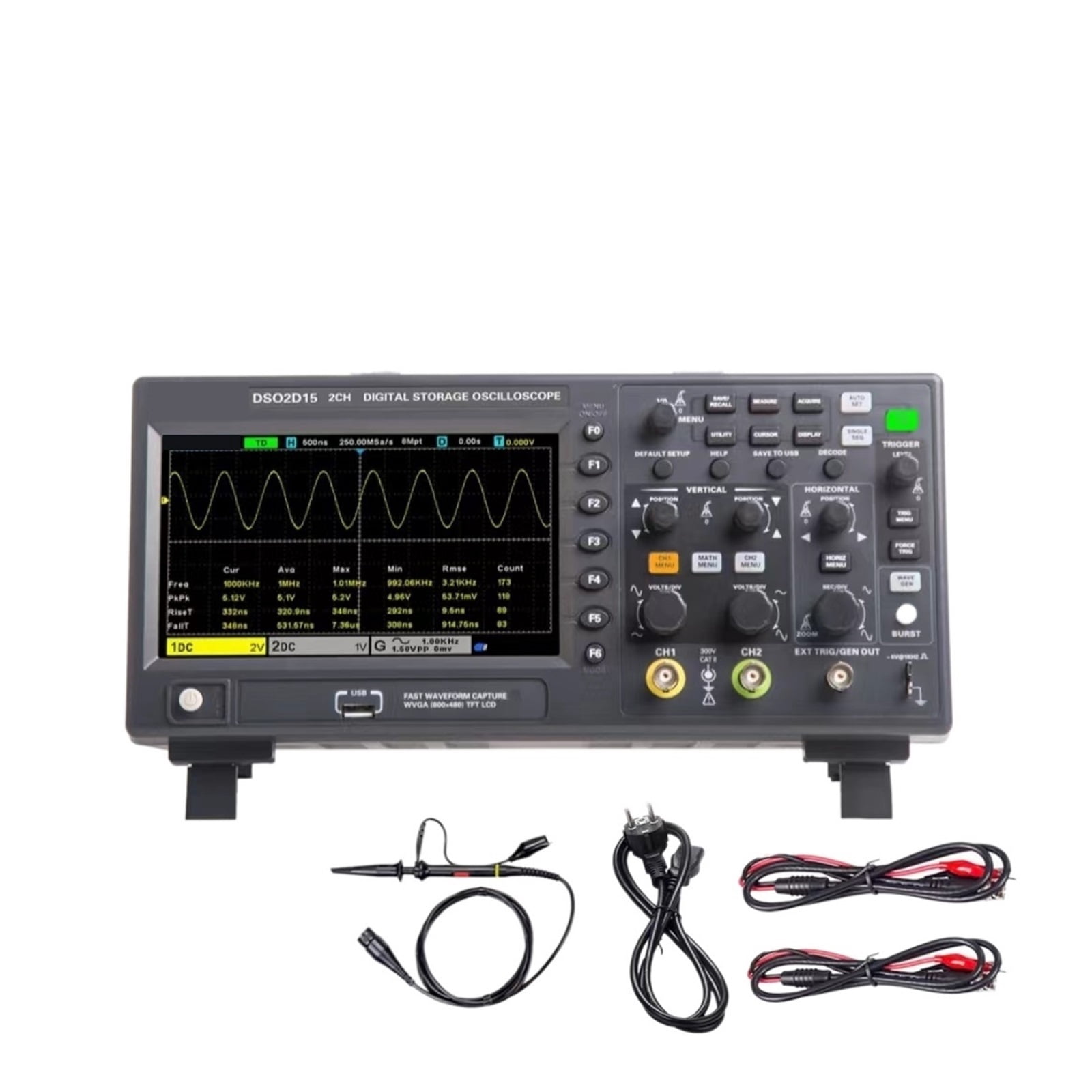 Oscilloscope DSO2D15 USB Oscilloscope, Multimeter Tester, 2-Channel 100Mhz/150Mhz Storage DSO2C15 DSO2D10 DSO2C10 ,Professional Designed