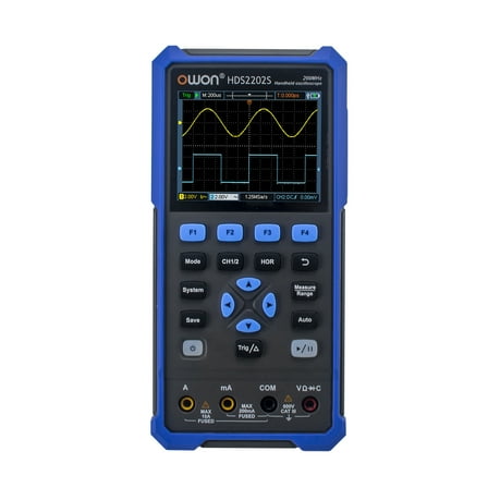 Oscilloscope  HDS2202S 3 In 1 Handheld Digital Oscilloscope Multimeter Waveform Generator 200MHz 1GSa/s Dual Channels Oscilloscope True RMS 20000 Counts Multi Tester 3.5-inch