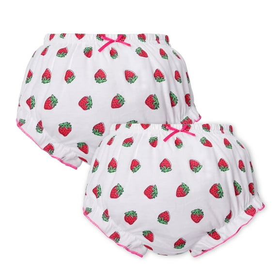 Oscscso 2 PCS Toddler Infant Baby Girls Cotton Diaper Cover Bloomers, Breathable Elastic Underwear Baby Girl Printed Panties Adorable Shorts