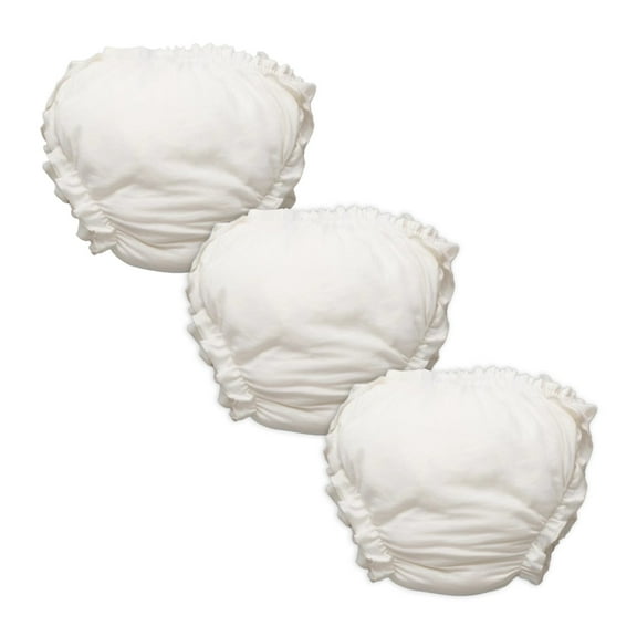 Oscscso 3 Pcs Infant Baby Ruffled Diaper Covers White Cotton Bloomers Elastic Underwear Christening Day Holiday Party