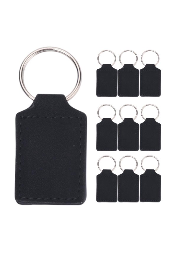 10 Pieces Sublimation PU Leather Keychains Rectangular Double-Sided Key Chain