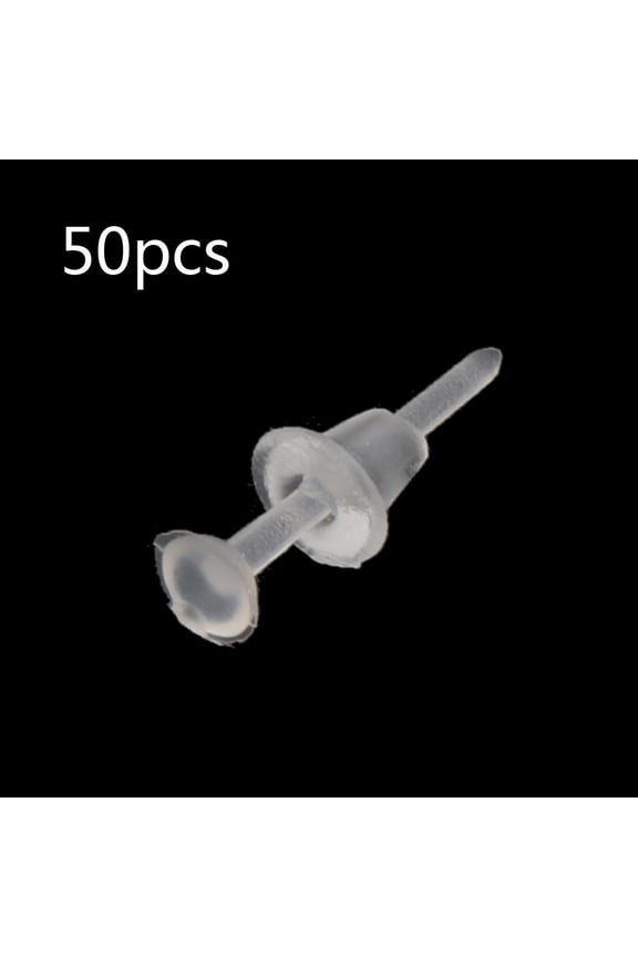 100Pcs/50Pair Plastic Earring Posts Backs Clear Earring Pins Ear Safety Backs